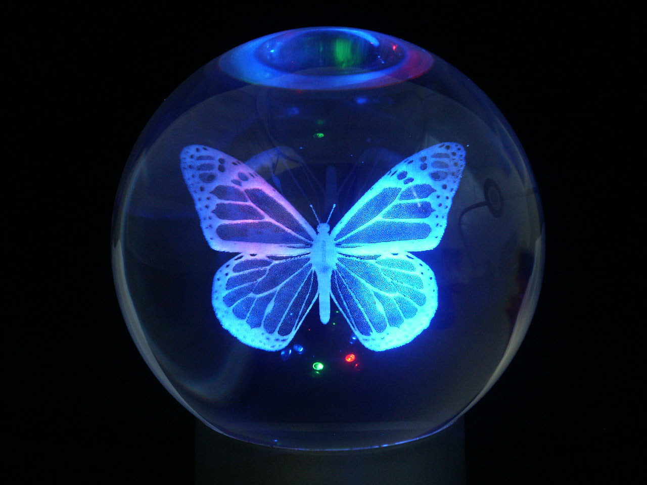 Laserovaný motýl ve skleněné kouli