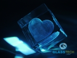 3D heart in glass cube 60 mm with the flat 