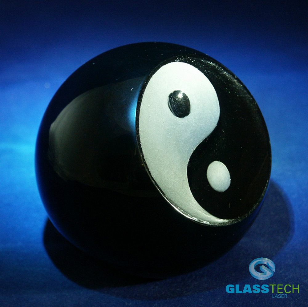 Paperweight Jin-Jang 80 mm, black, hand made curved
