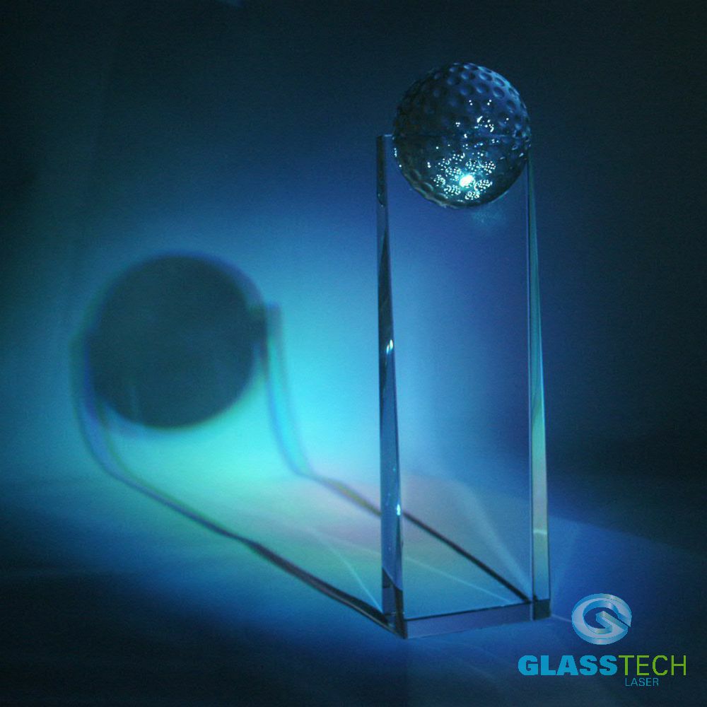 glass golf trophy
