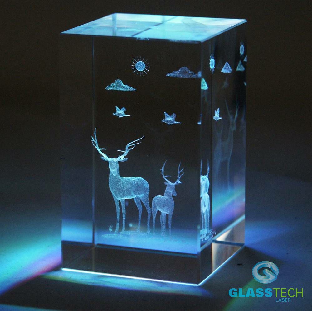 3D deer-glass block 50 x 50 x 80 mm 