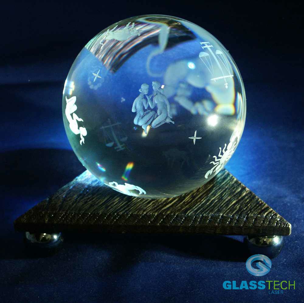 Crystal ball Zodiac,100 mm with triangular stand