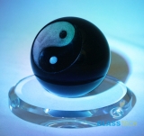 Black ball Jin-Jang, 80 mm with the glass stand 120 mm