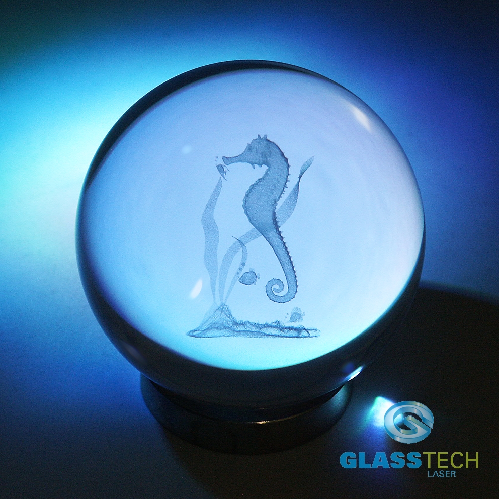3D horse in glass ball 80 mm