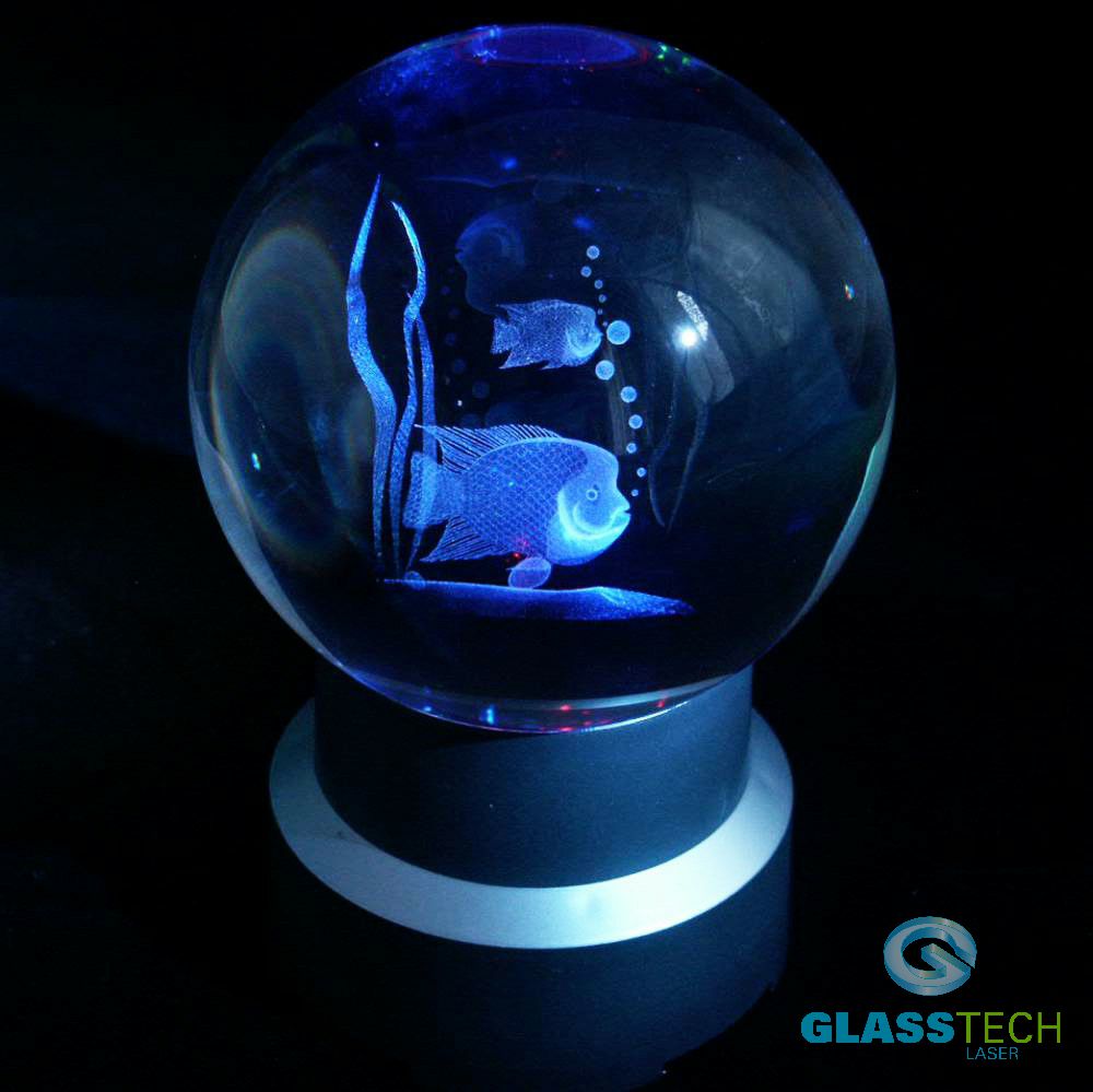 3D Fishes in glass ball 80 mm