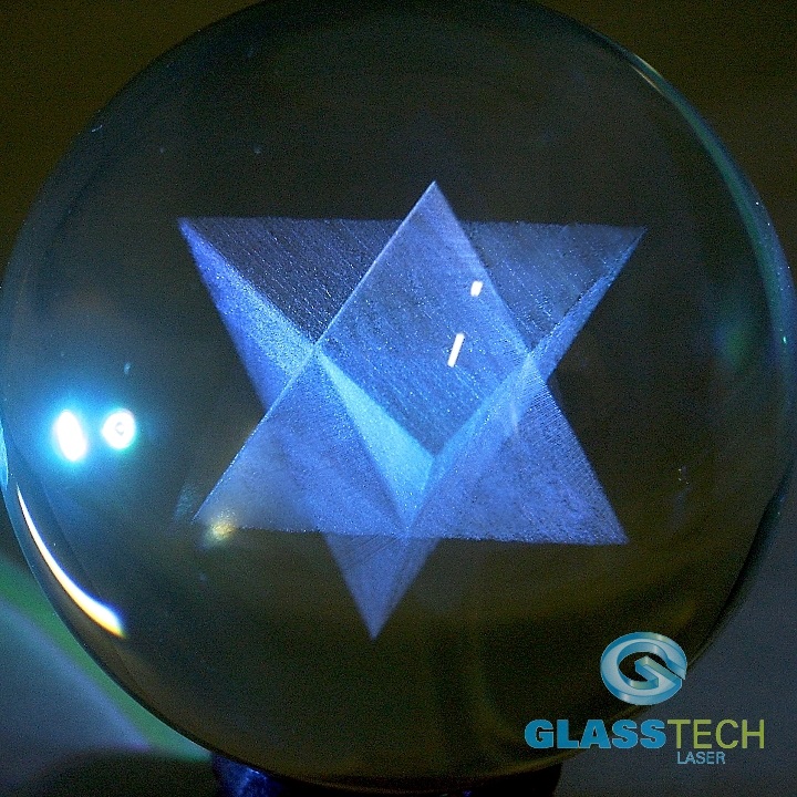 3D Merkaba in glass ball  80 mm
