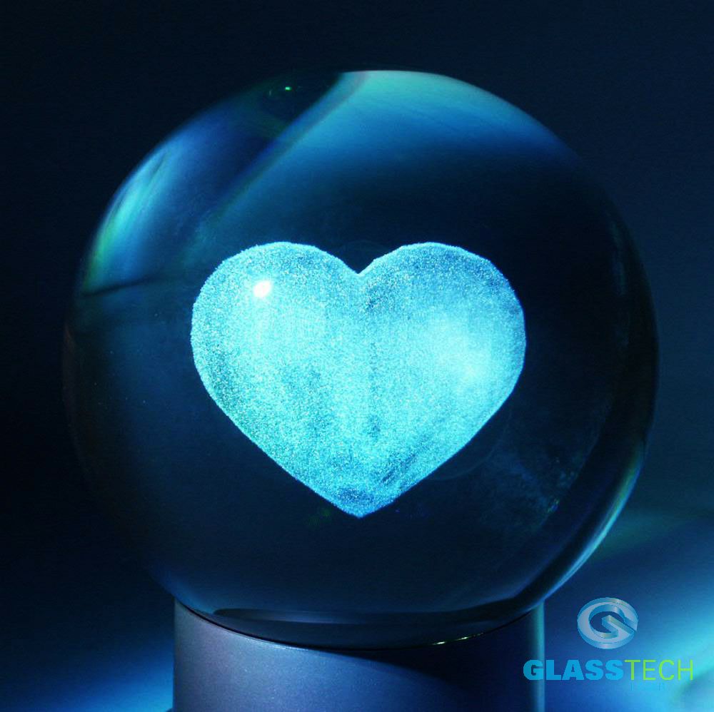 3D heart-glass ball 100 mm