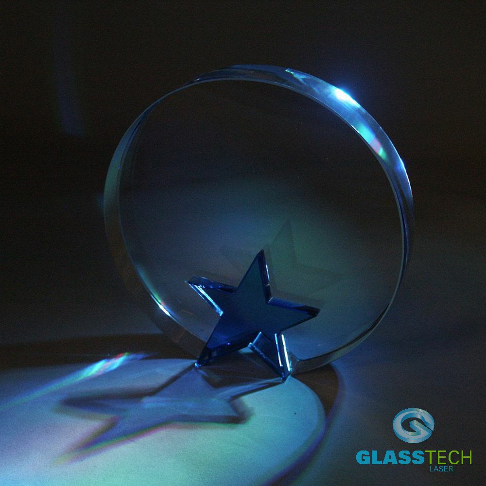 Glass trophy - star  - round
