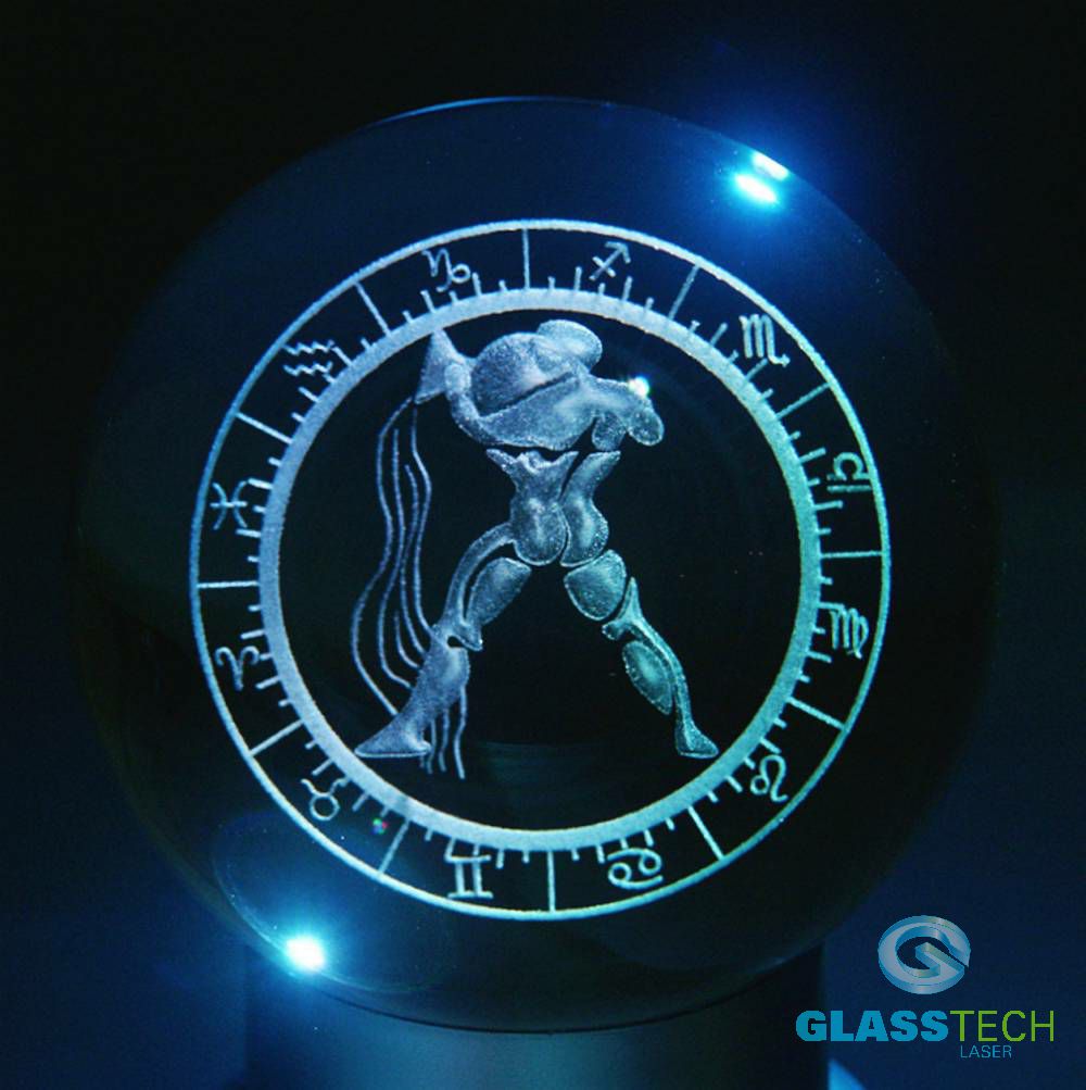 3D sign AQUARIUS - glass ball 100 mm