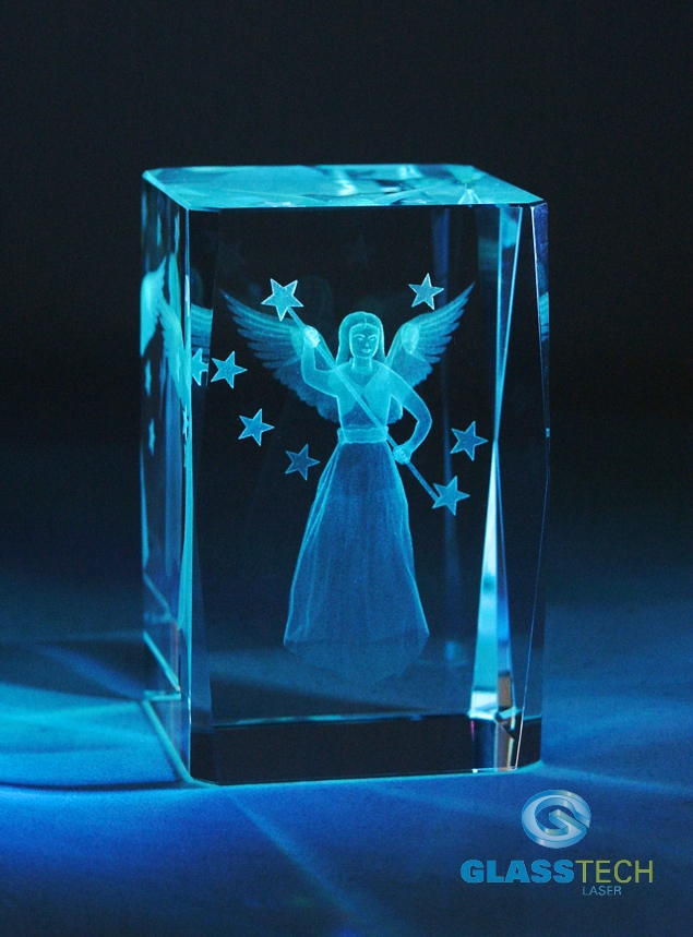 3D Angel Voman-glass block 50x50x80 mm