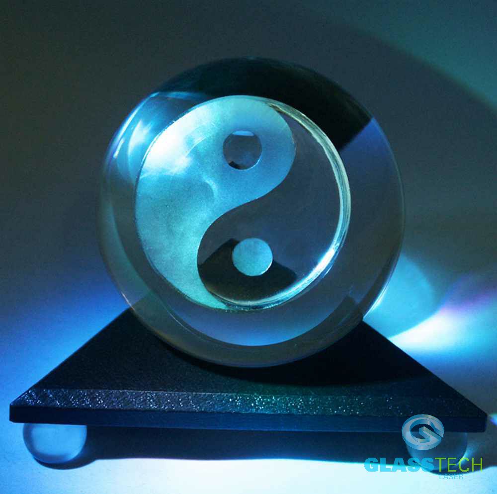 Crystal ball Jin-Jang,100 mm with triangular stand
