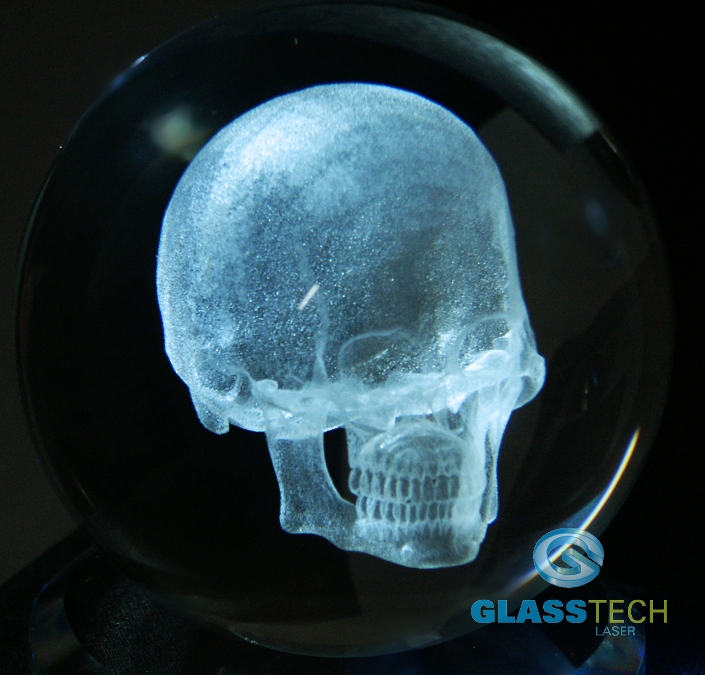 3D SKULL - glass ball 80 mm