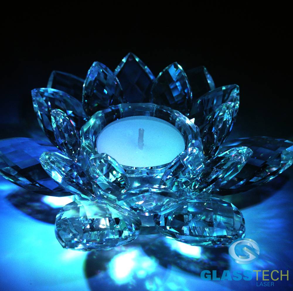 Feng-shui crystal lotus candlestick