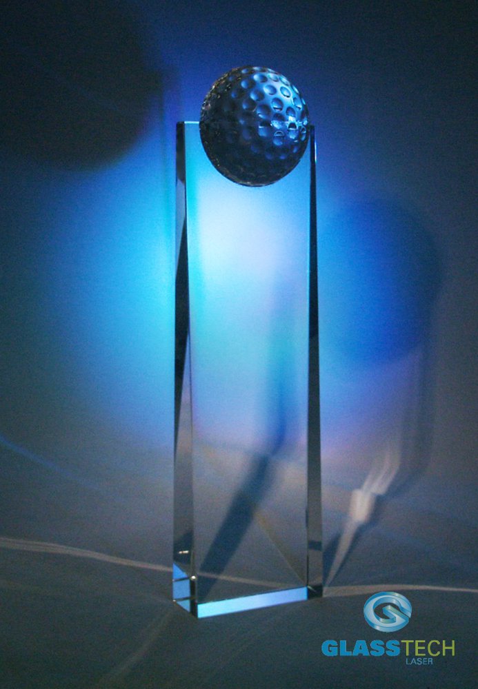 glass golf trophy L