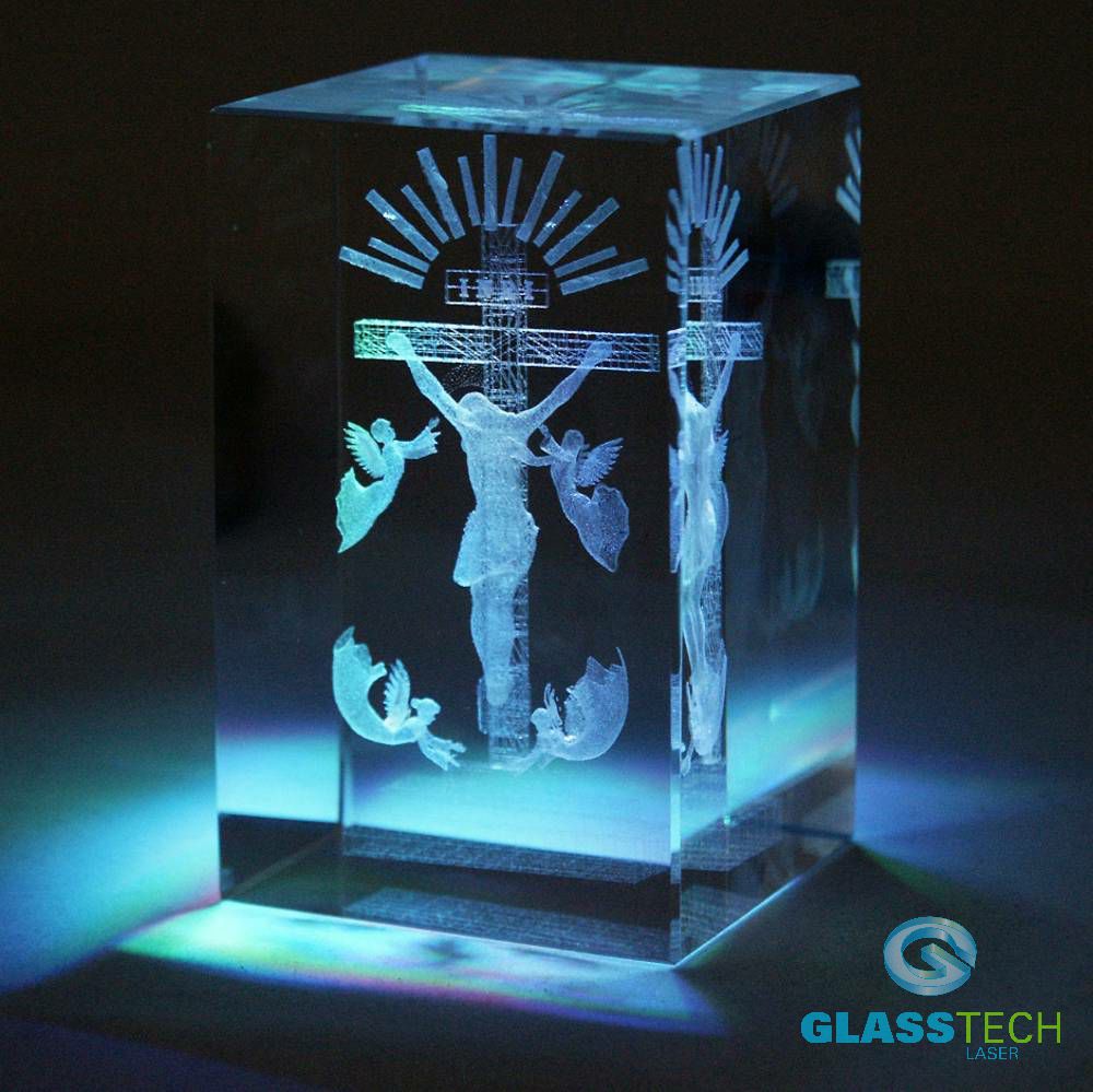 3D Jesus - glass block 50 x 50 x 80 mm