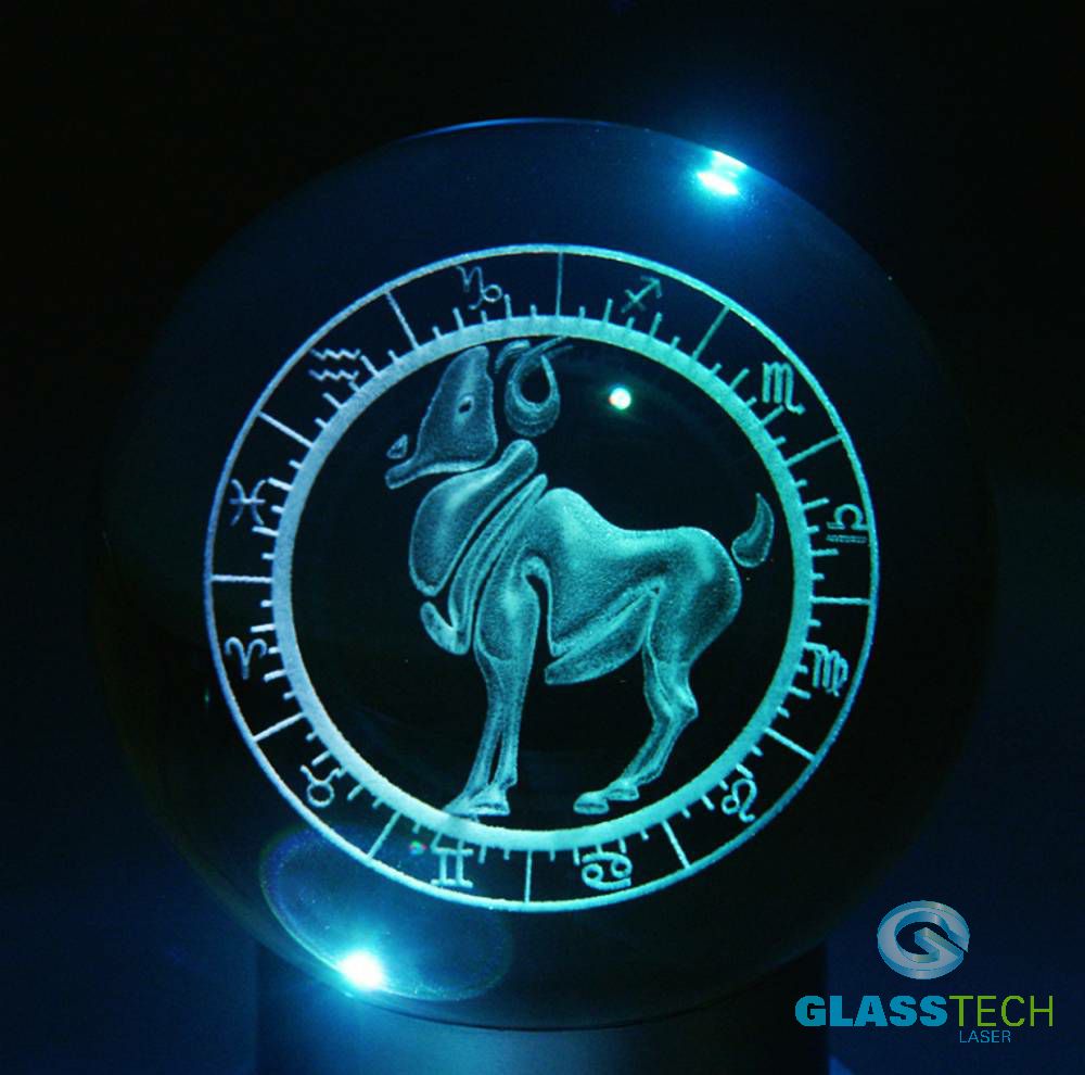 3D sign TAURUS - glass ball 100 mm
