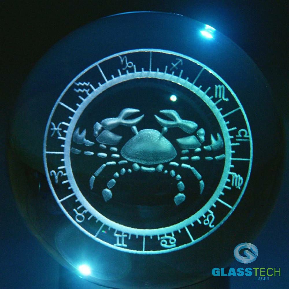 3D sign CANCER - glass ball 100 mm