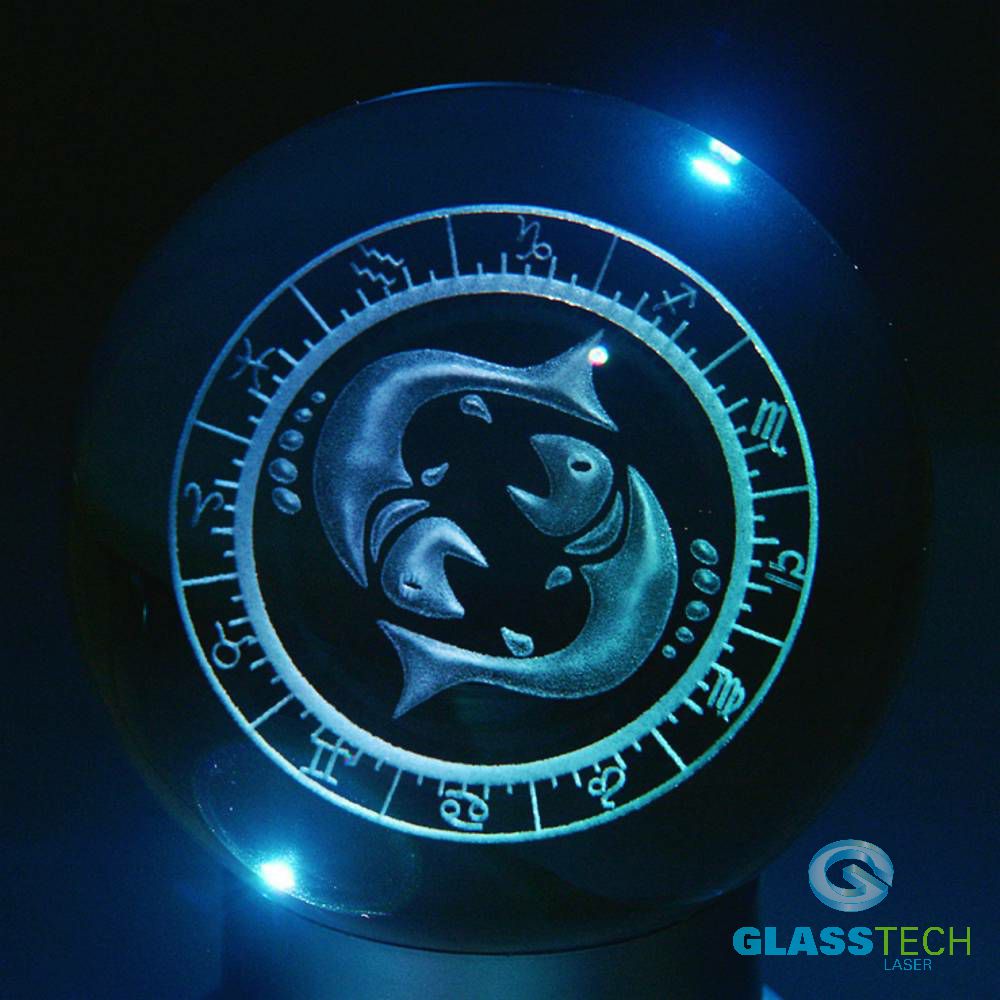 3D sign PISCES - glass ball 100 mm