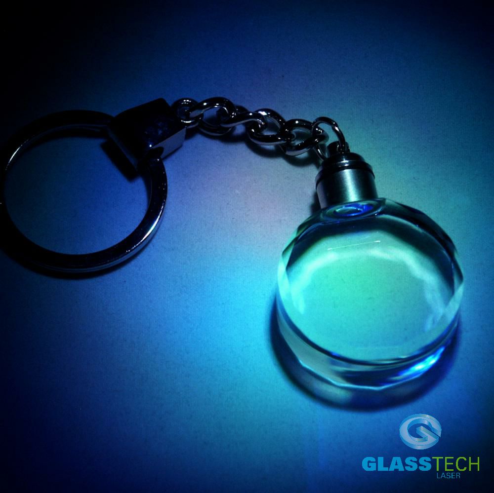 LED key ring - glass ellipse with facets